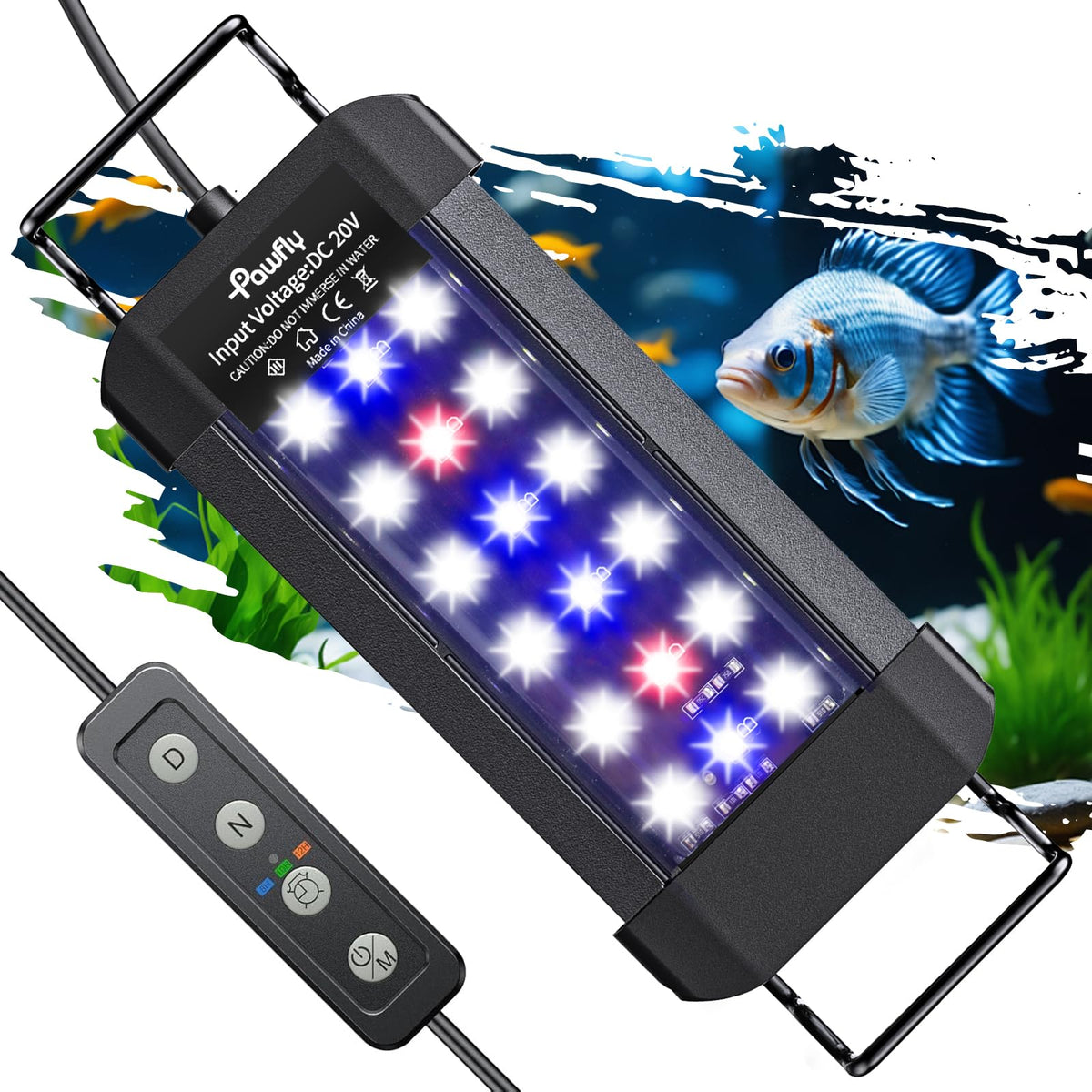 Pawfly 6W extendable LED light with extended bracket for secure 6–10 inch tanks