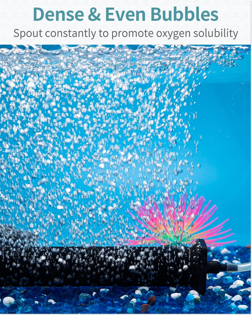 Pawfly air stone cylinder diffuses bubbles in a pond for steady circulation.