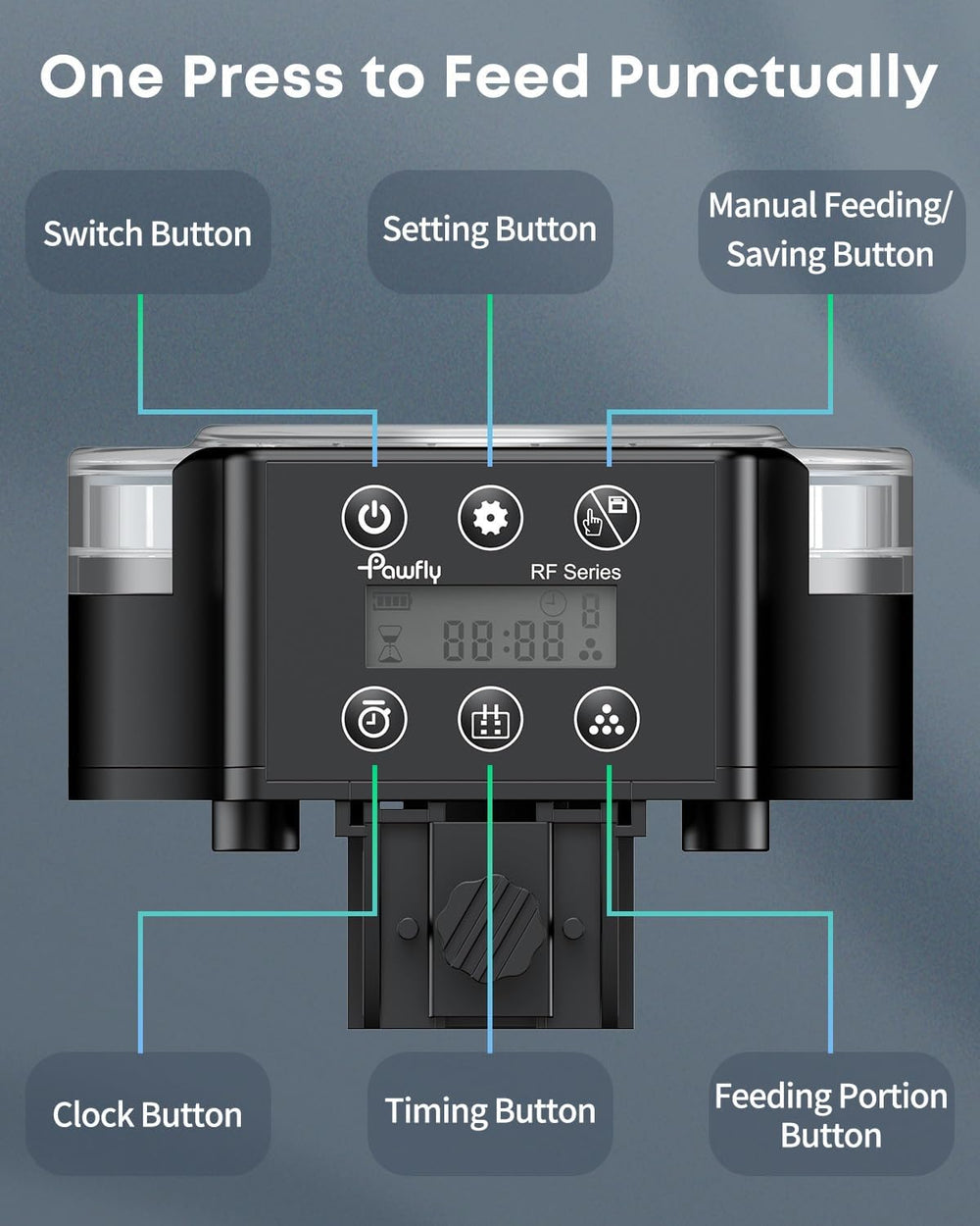 Ventosas de Pawfly fijan el alimentador al acuario de forma estable.