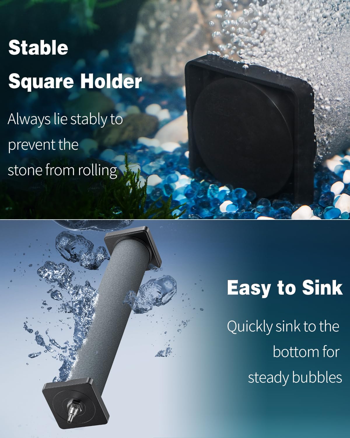 Pawfly air stone stable in water with end holders