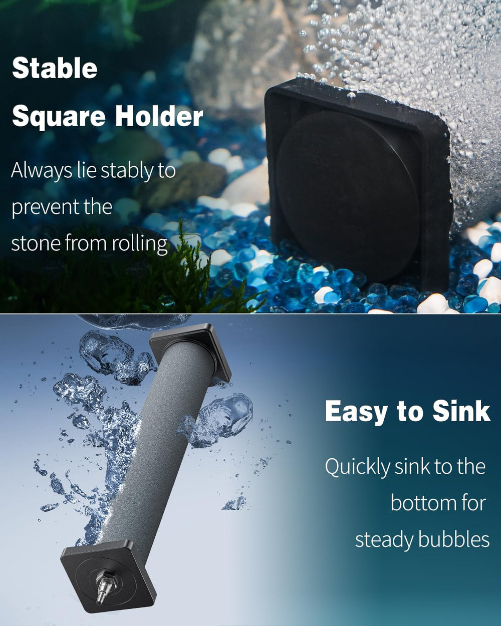 Pawfly air stone stable in water with end holders