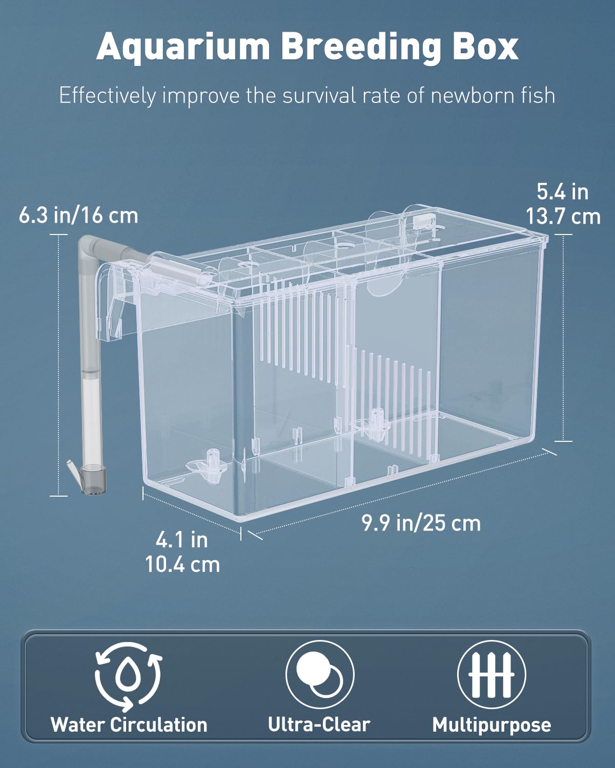 Pawfly breeder box wall-mounted design saves tank space with quick-release hooks