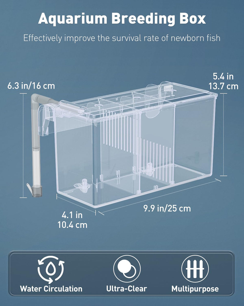 Pawfly breeder box wall-mounted design saves tank space with quick-release hooks