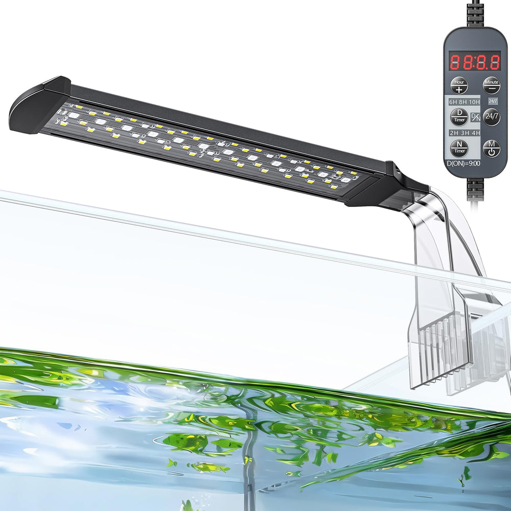 Pawfly Aquarium LED Light full spectrum shows vivid colors in a clear tank setup for vibrant underwater scenes