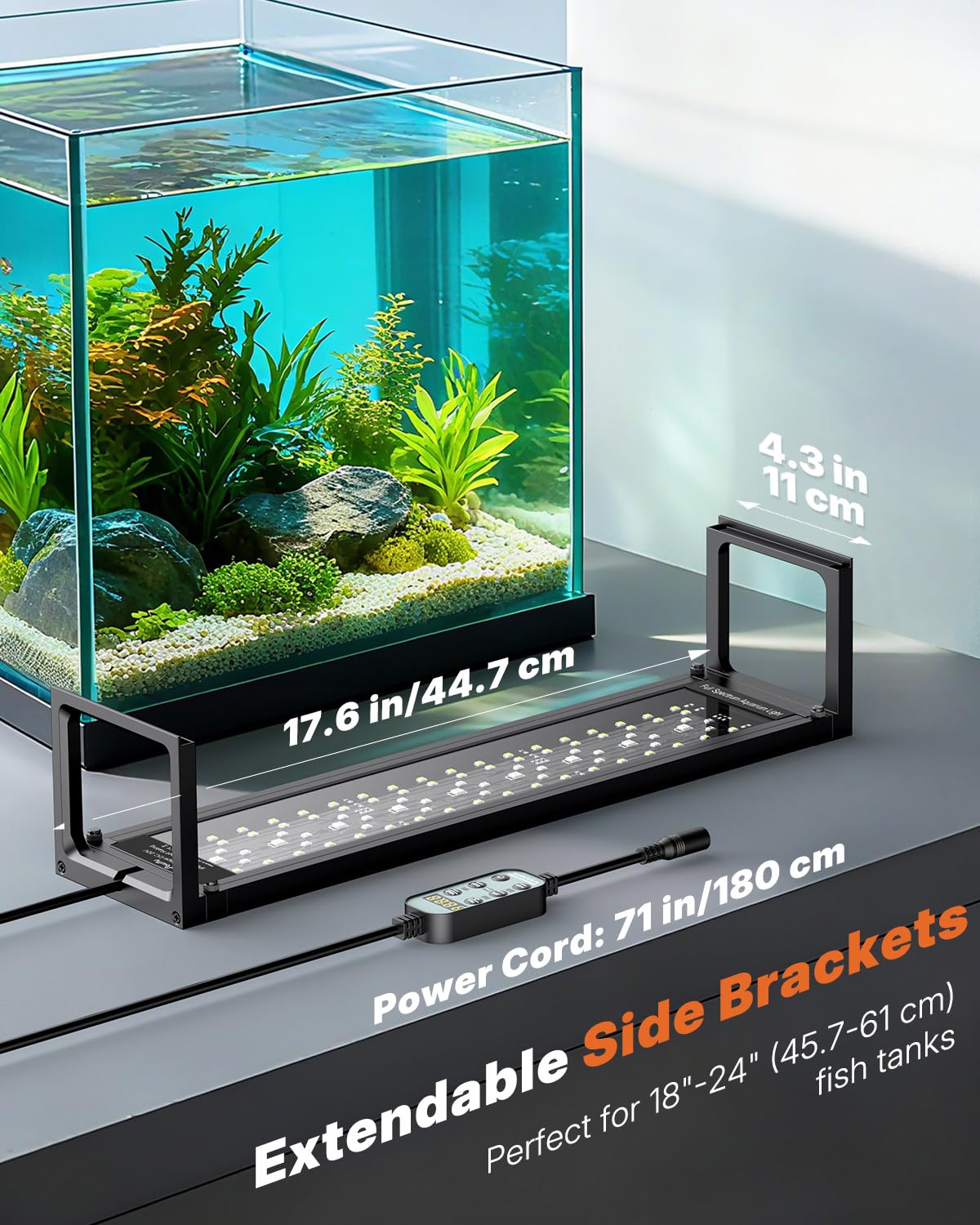 Pawfly extendable mount fits 18-24 inch tanks with easy setup.