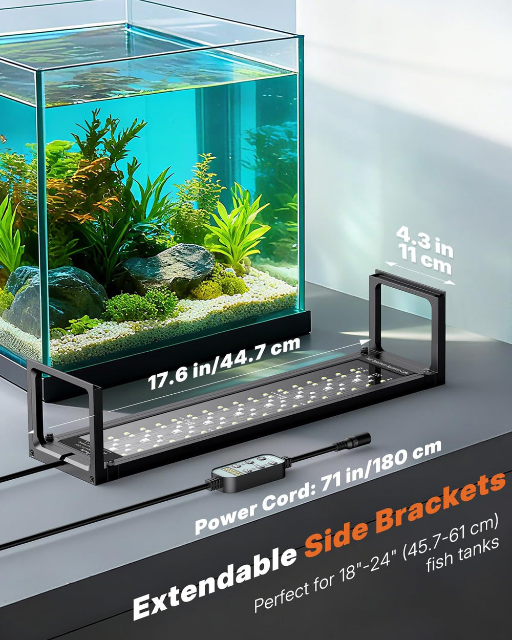 Pawfly extendable mount fits 18-24 inch tanks with easy setup.