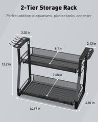 Pawfly tool organizer side panel with hooks demonstrates easy-access placement for tweezers and nets.