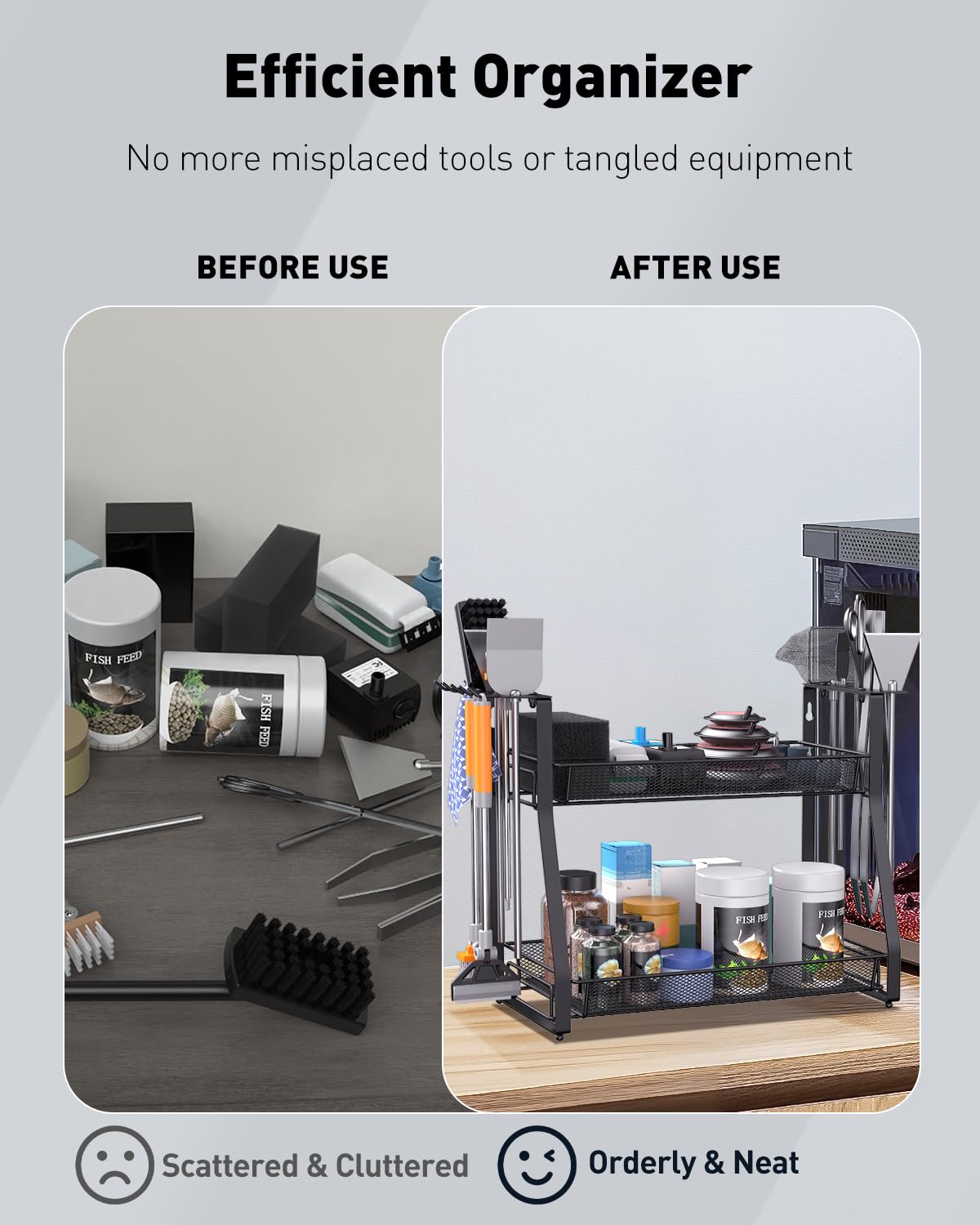 Pawfly tool storage shelf supports up to 20 kg for robust aquascaping gear.
