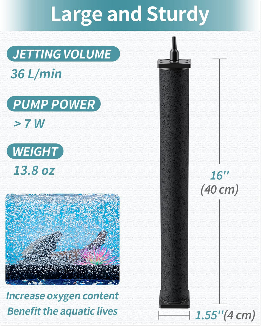 Pawfly ASE-302 air stone with large pump delivering strong aeration.