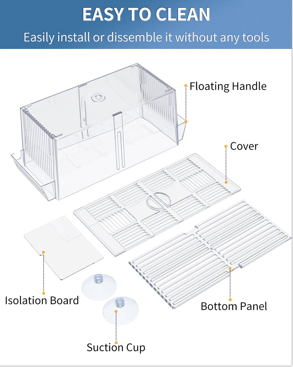 Pawfly baby fry isolation layout protects newborns during care.