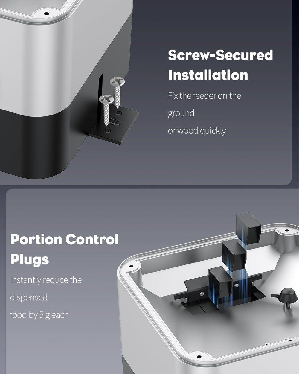 Pawfly battery-powered operation highlights long-running feeder performance.