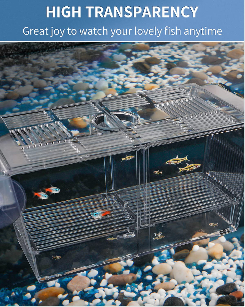 Pawfly floating design keeps the box balanced in the tank.
