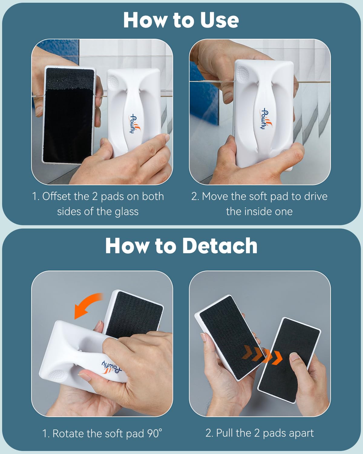 Pawfly easy-grip square-design enables easy maneuvering around corners for complete coverage.