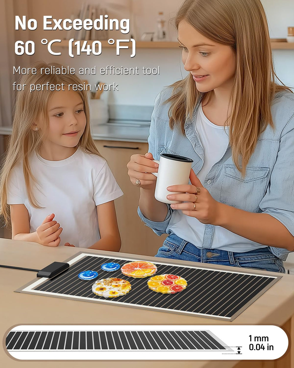 Pawfly epoxy resin mat with thermostat control enables precise temperature settings.