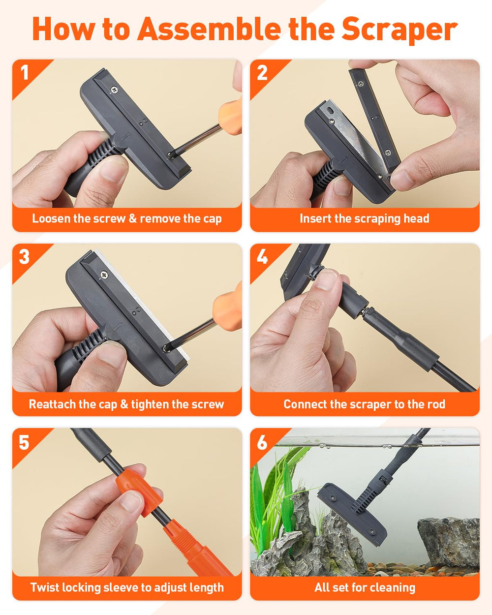 Pawfly extendable handle reaching deep tanks without wet hands