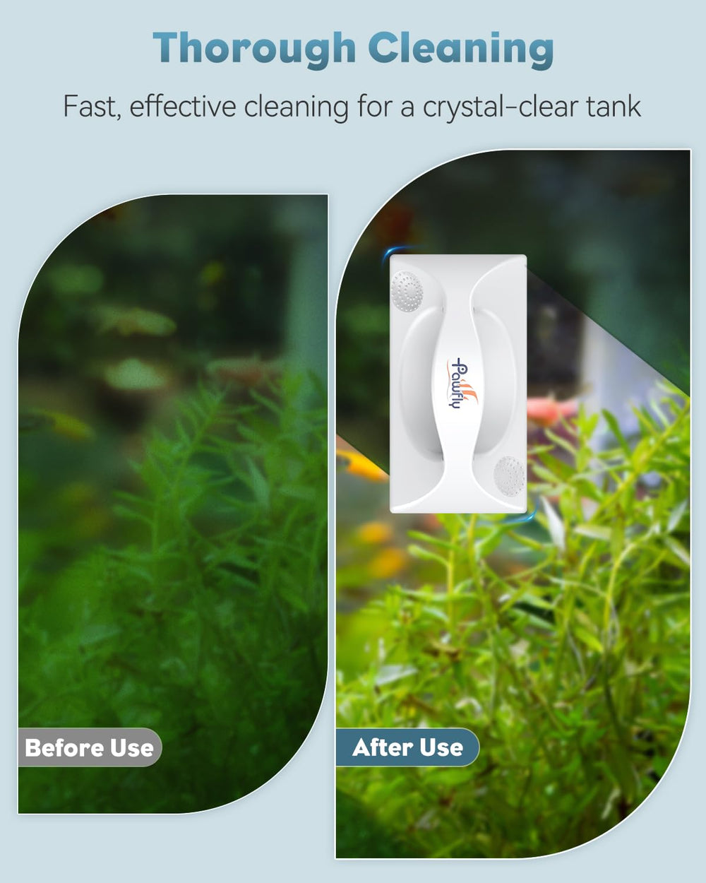 Pawfly glass-tank-cleaner-compact-size offers portable cleaning for small or mid-size tanks.