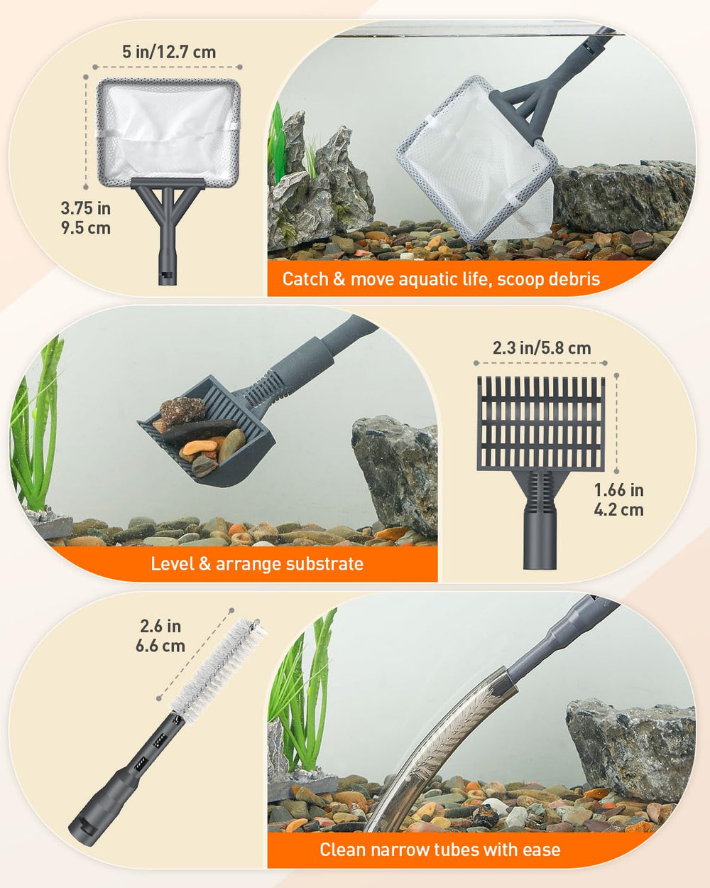 Pawfly gravel rake leveling substrate for a neat aquarium floor