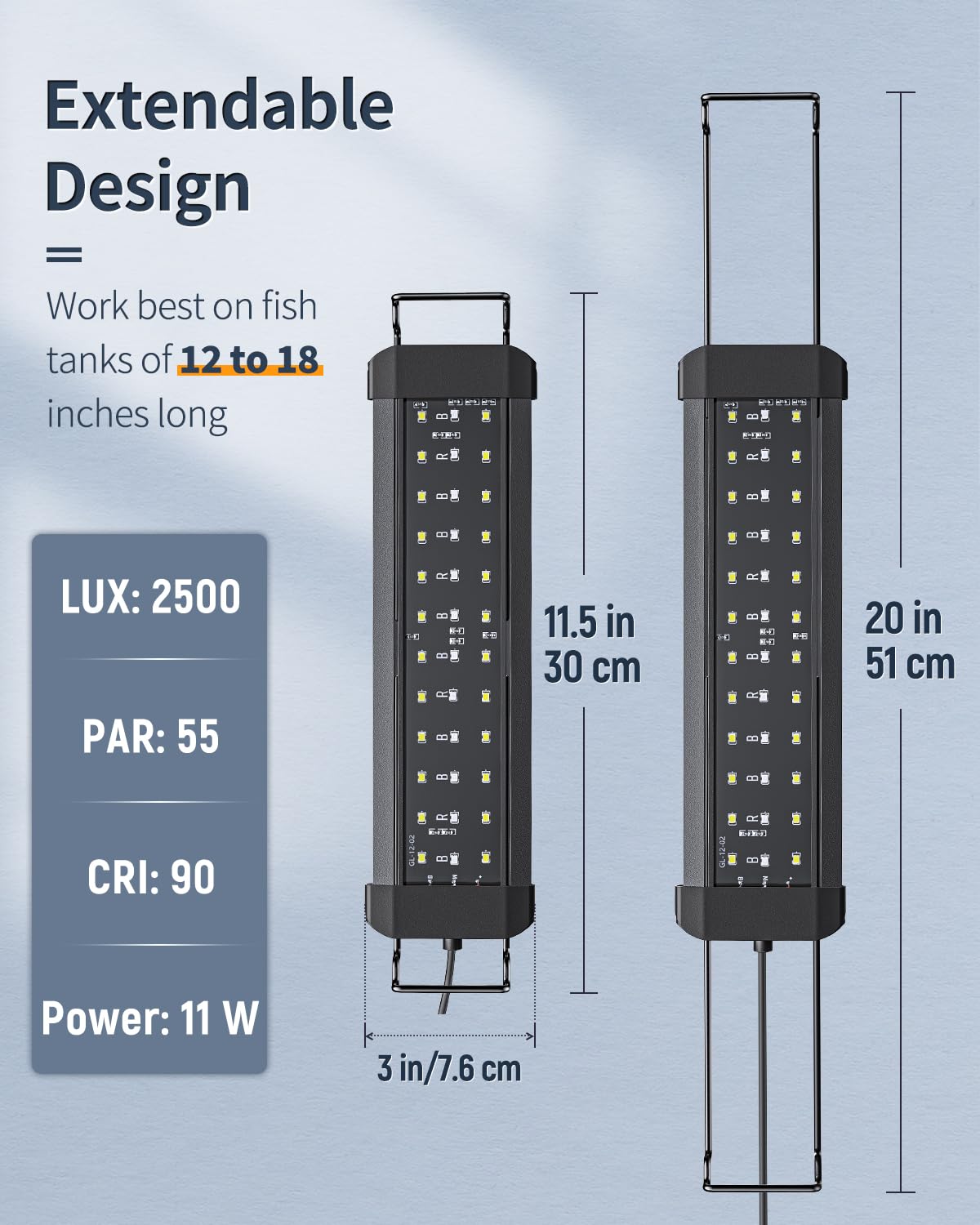 Luz diurna y nocturna de Pawfly para acuario, ideal para peces.