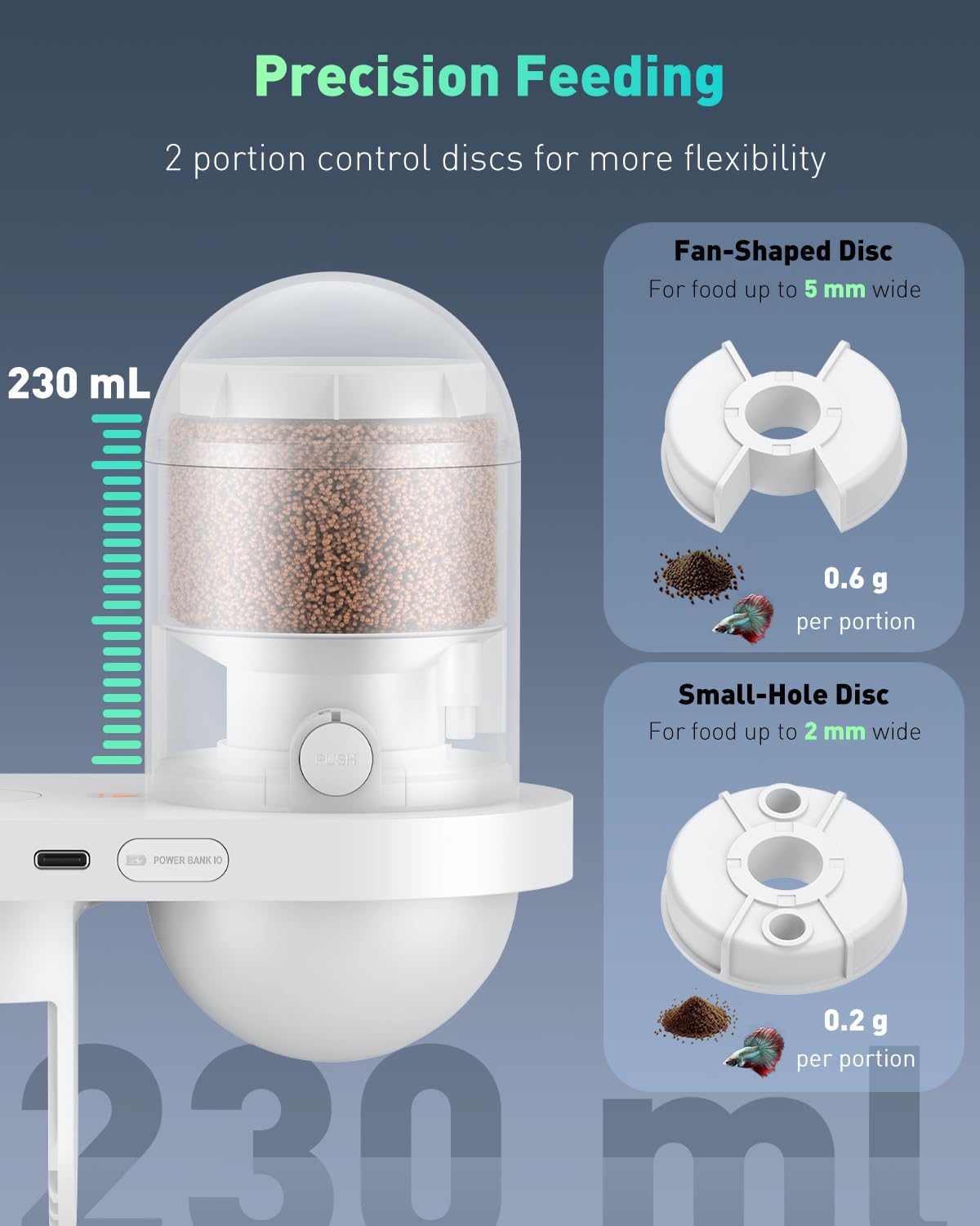 Pawfly small-hole disc delivers precise 0.2 g portions for small fish