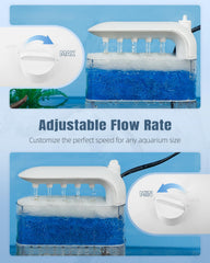 Pawfly quiet 20dB filter operates with no tools for serene tank days.