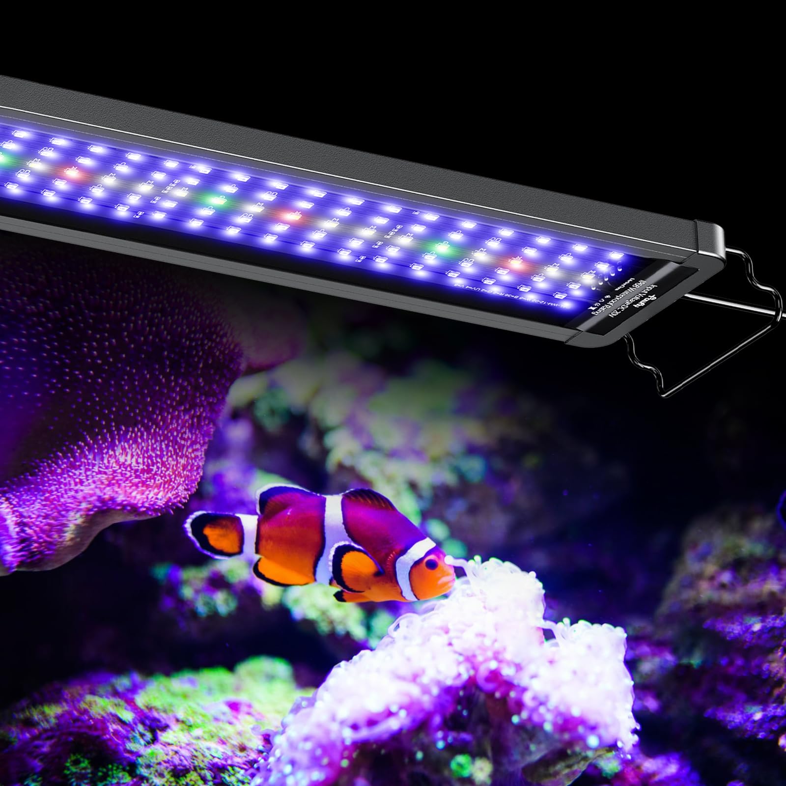 Pawfly reef light with extendable bracket over tank for stable reef illumination