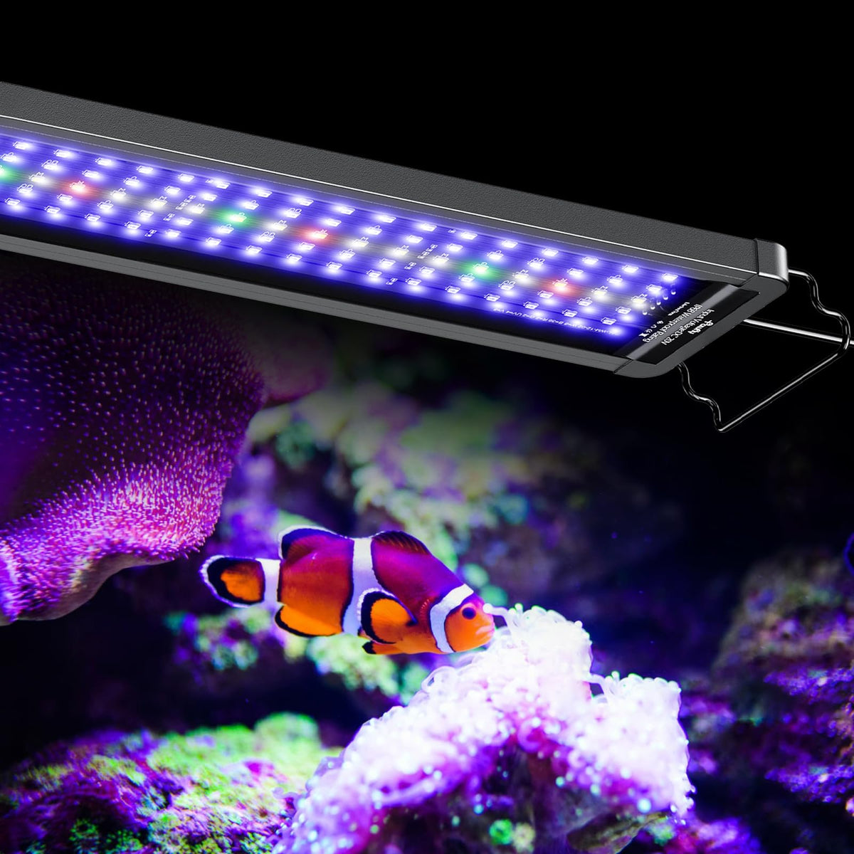 Pawfly reef light with extendable bracket over tank for stable reef illumination
