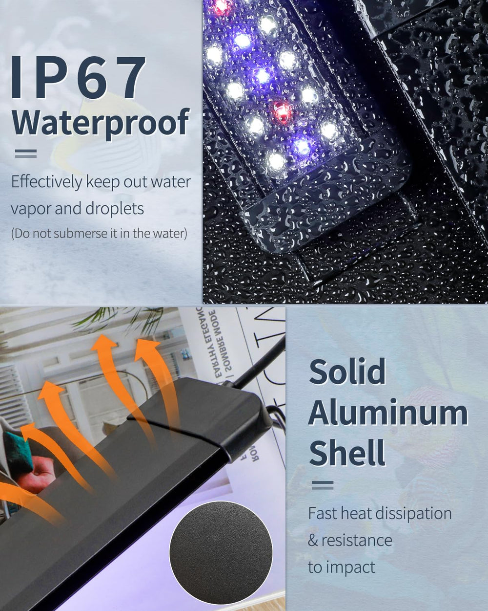 Pawfly terrarium light aluminum shell with heat-dissipation design