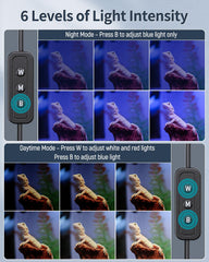 Pawfly terrarium light blue and red spectrum highlighting reptile-friendly lighting