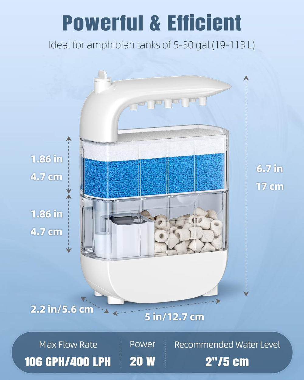 Pawfly amphibian-friendly filter suits turtles, frogs, and other small aquatic pets.