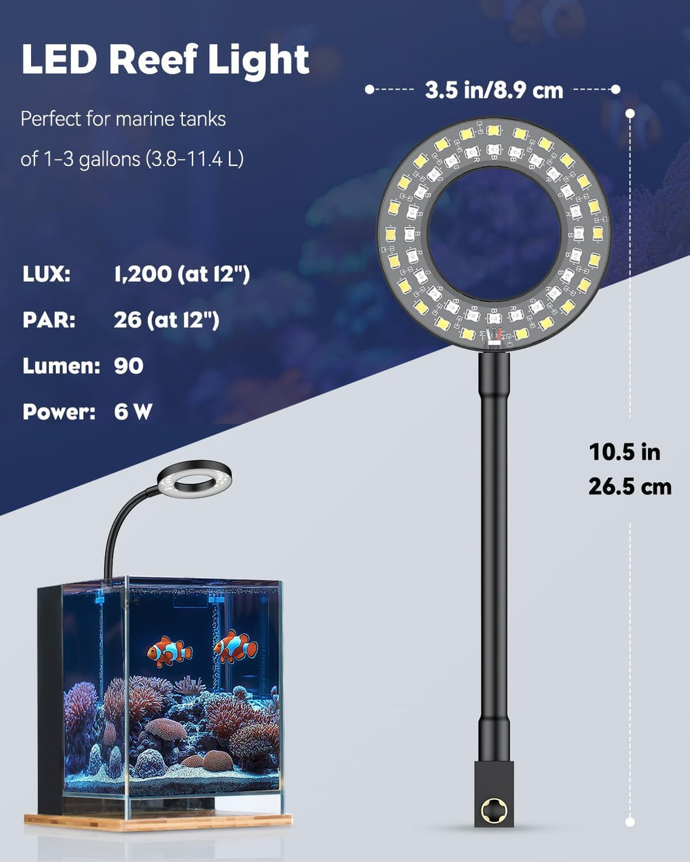 Pawfly USB aquarium light with gooseneck enables precise positioning.