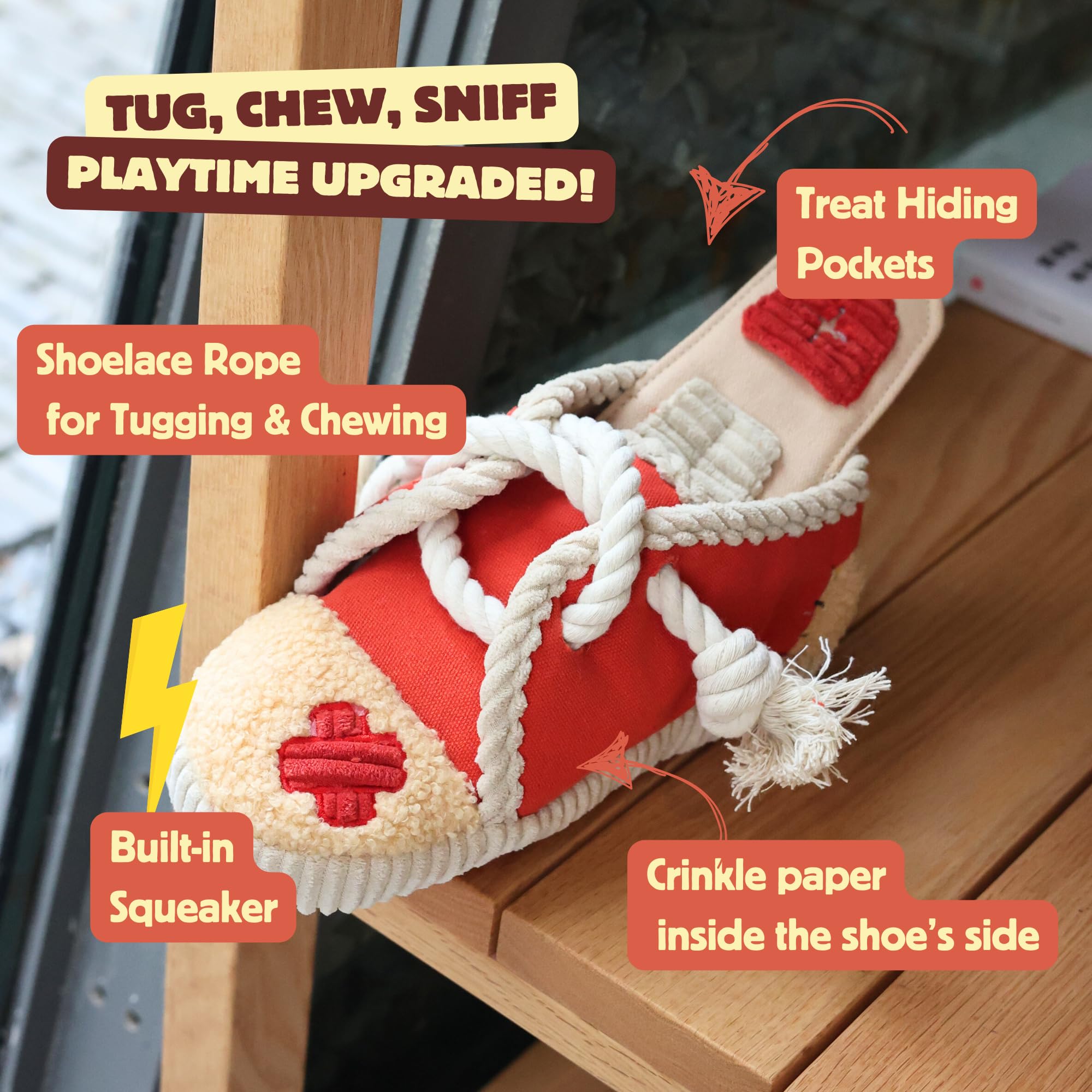 Pawfoo Lab dog-toy-tug-rope-laces demonstrates durable tugging and chewing with textured cotton rope
