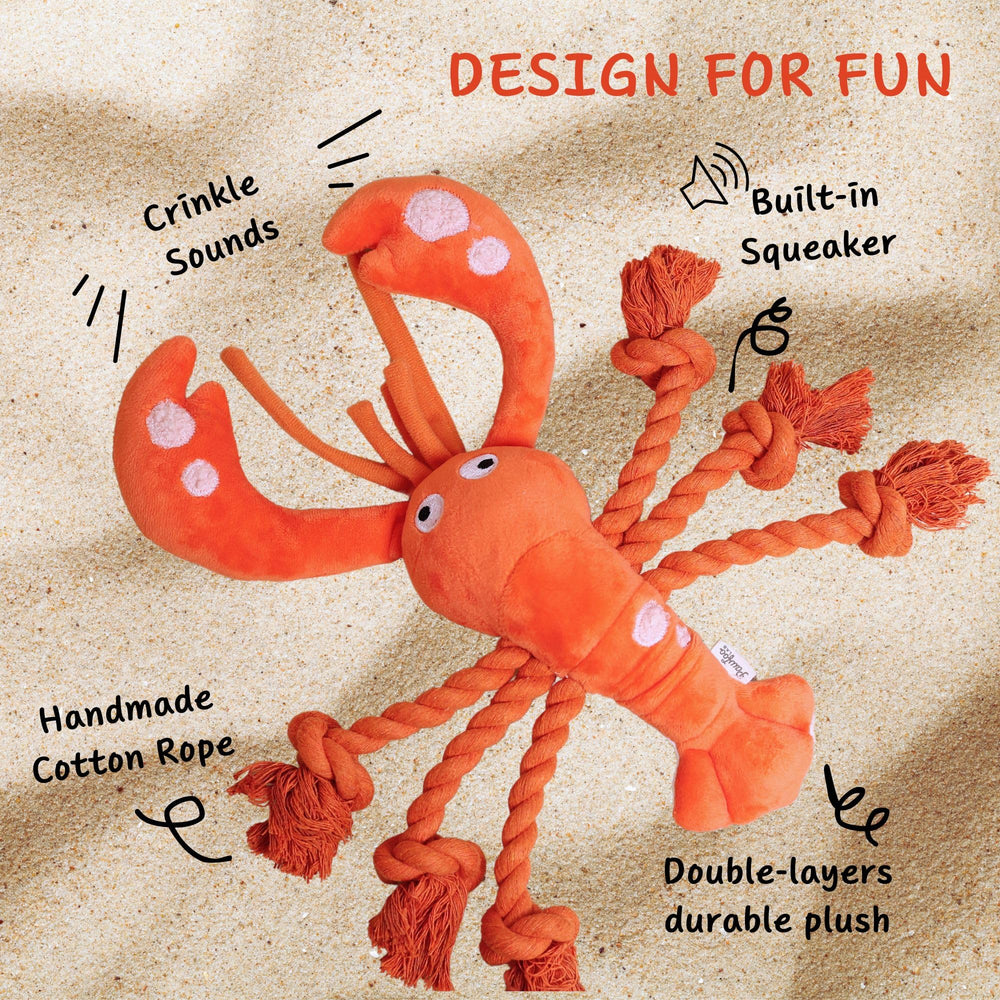 Pawfoo Lab Lobster Dog Toy claws reveal crinkle texture for extra excitement during tug