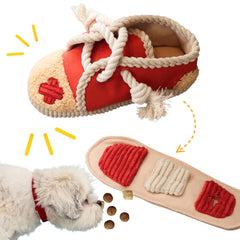 Pawfoo Lab shoe-toy-squeaker-closeup invites chewing and playful squeak for canine enrichment