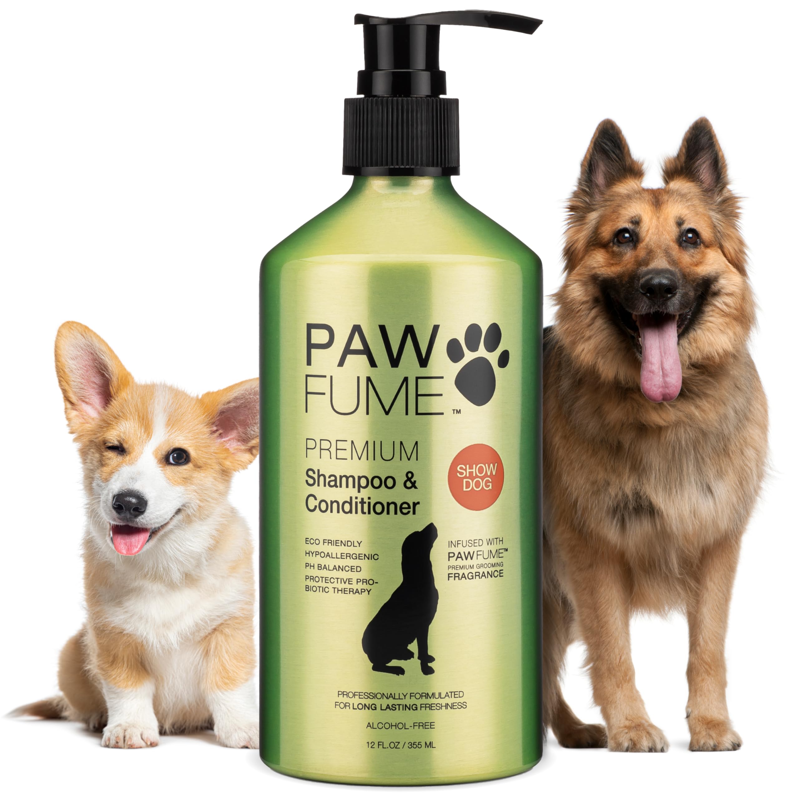 PAWFUME botella-champu-deslanado-perro muestra limpieza suave y brillo duradero.