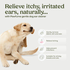 Pawfume dog ear cleaner packaging shows 2-pack value and vet-certified design
