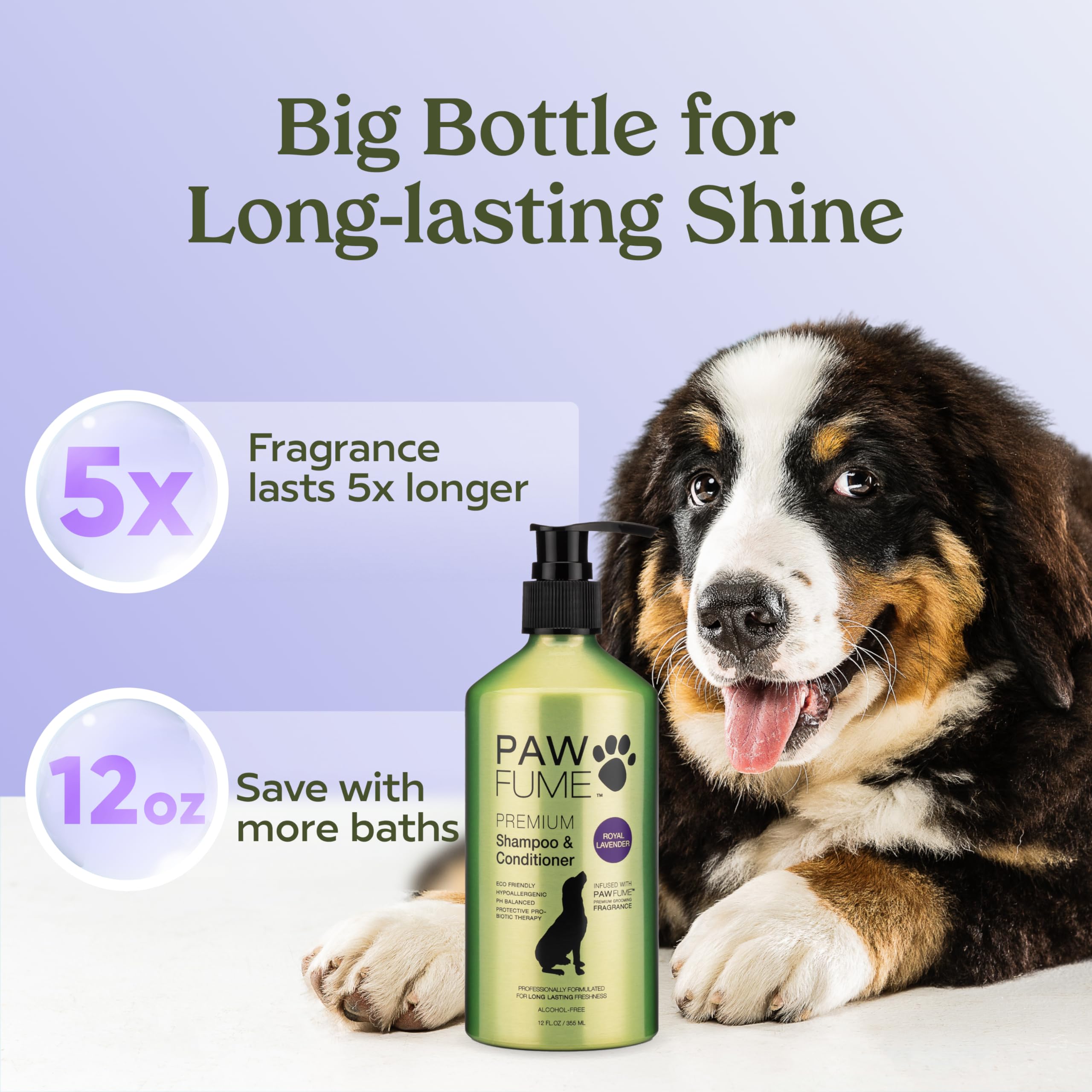 PAWFUME Royal Lavanda brillo del pelo: pelaje vibrante y manejable tras cada lavado.