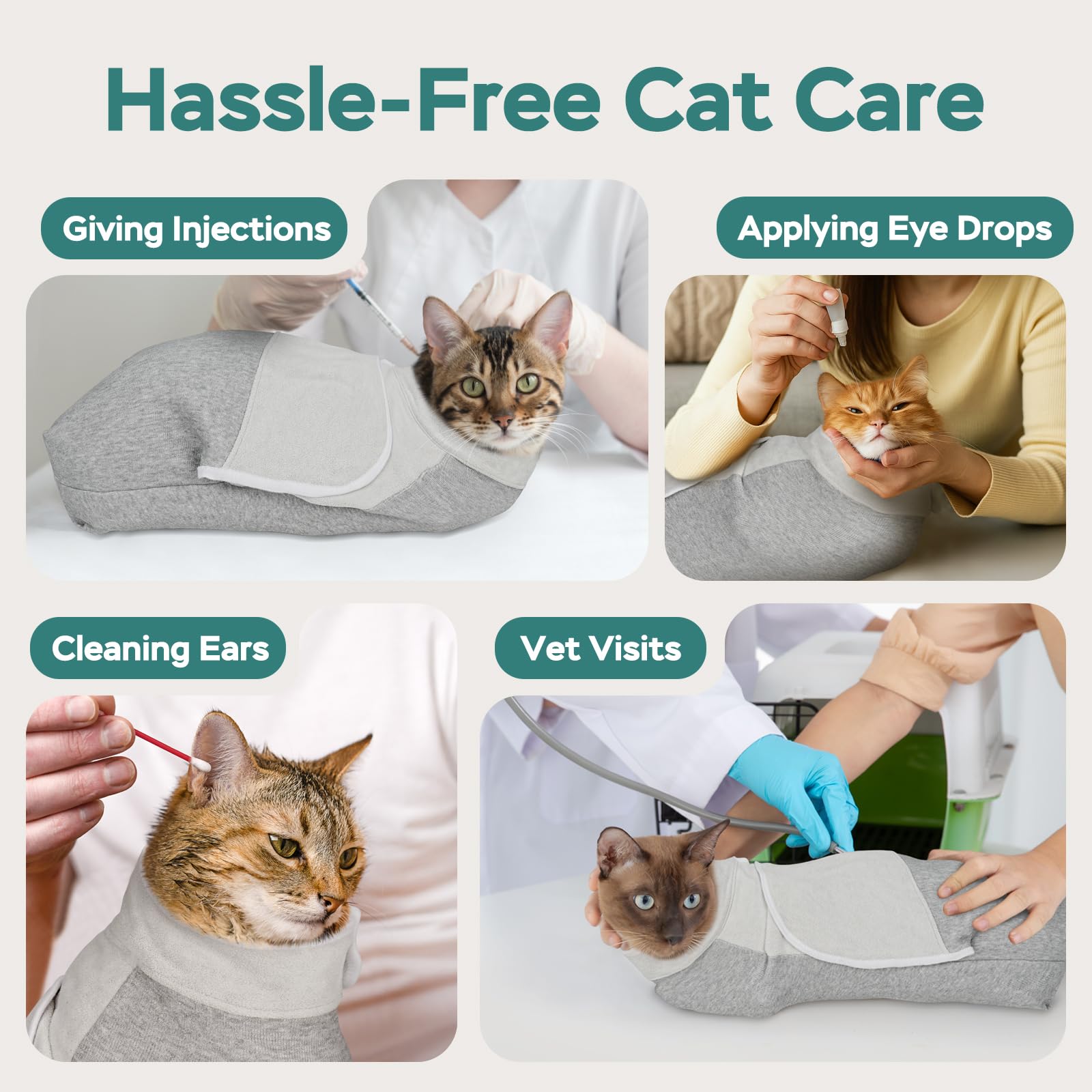 Pawfun breathable wrap grey supports safe handling during checkups or treatments