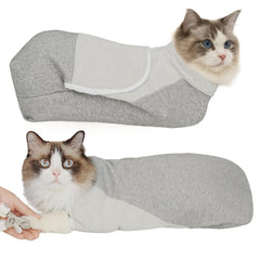 Pawfun self-adhesive cat grooming wrap grey front view ideal for calm at-home trimming