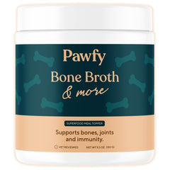 Pawfy bone broth dog pour over kibble for tastier meals and digestive support.