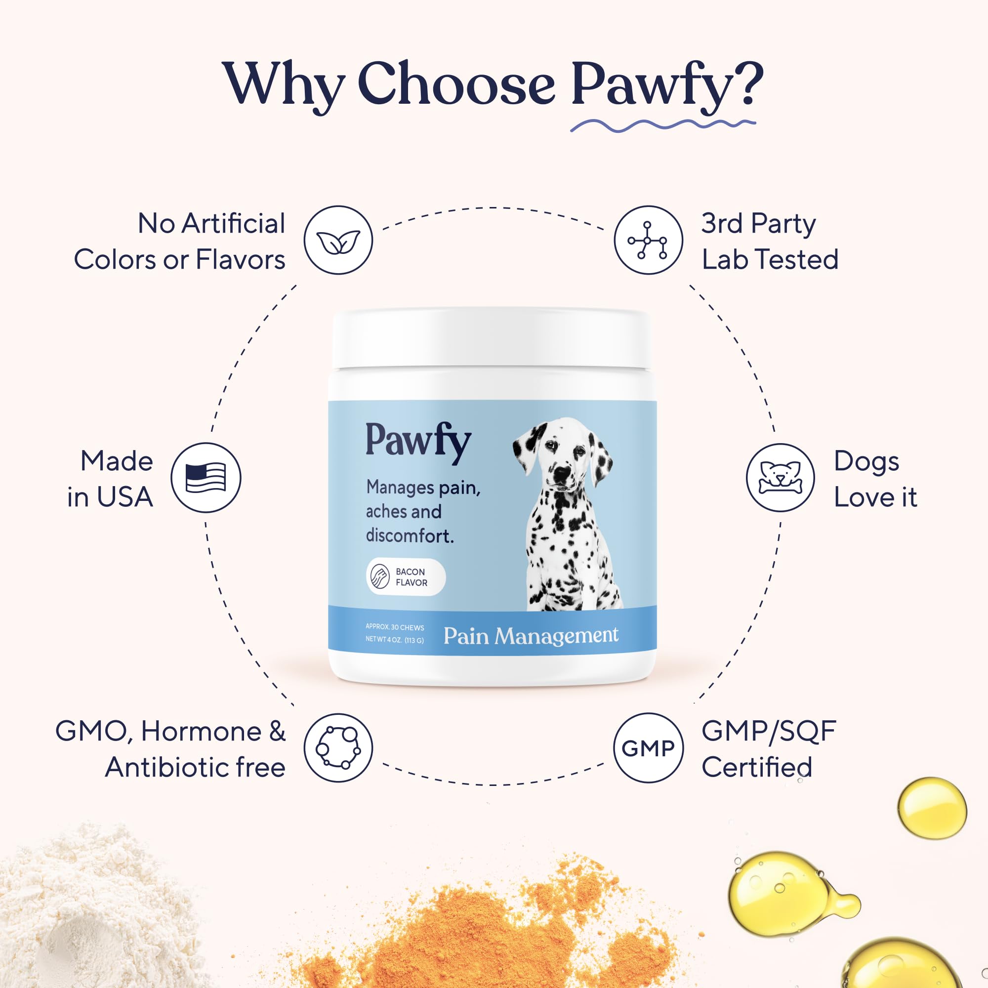 Pawfy chews shown as a paw-friendly daily treat for active dogs.