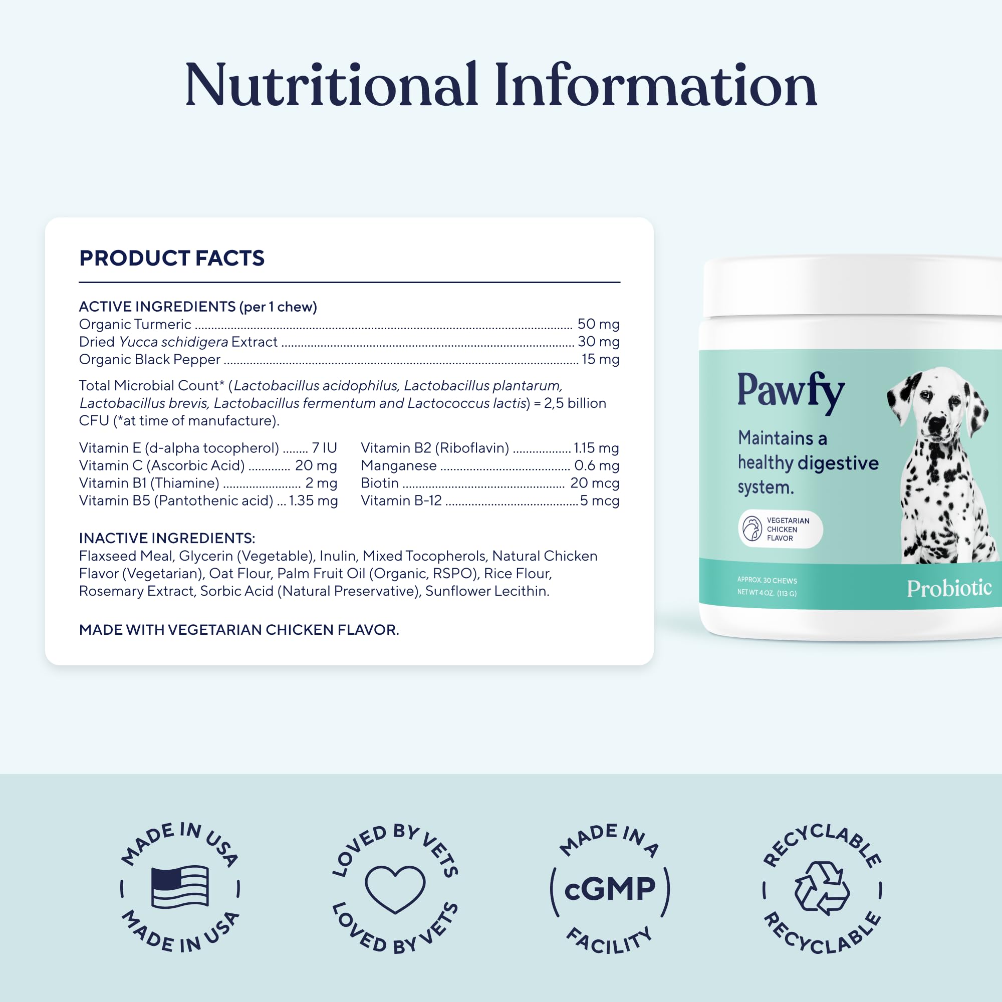Pawfy Probiotics dog chews texture close-up shows palatable bite.