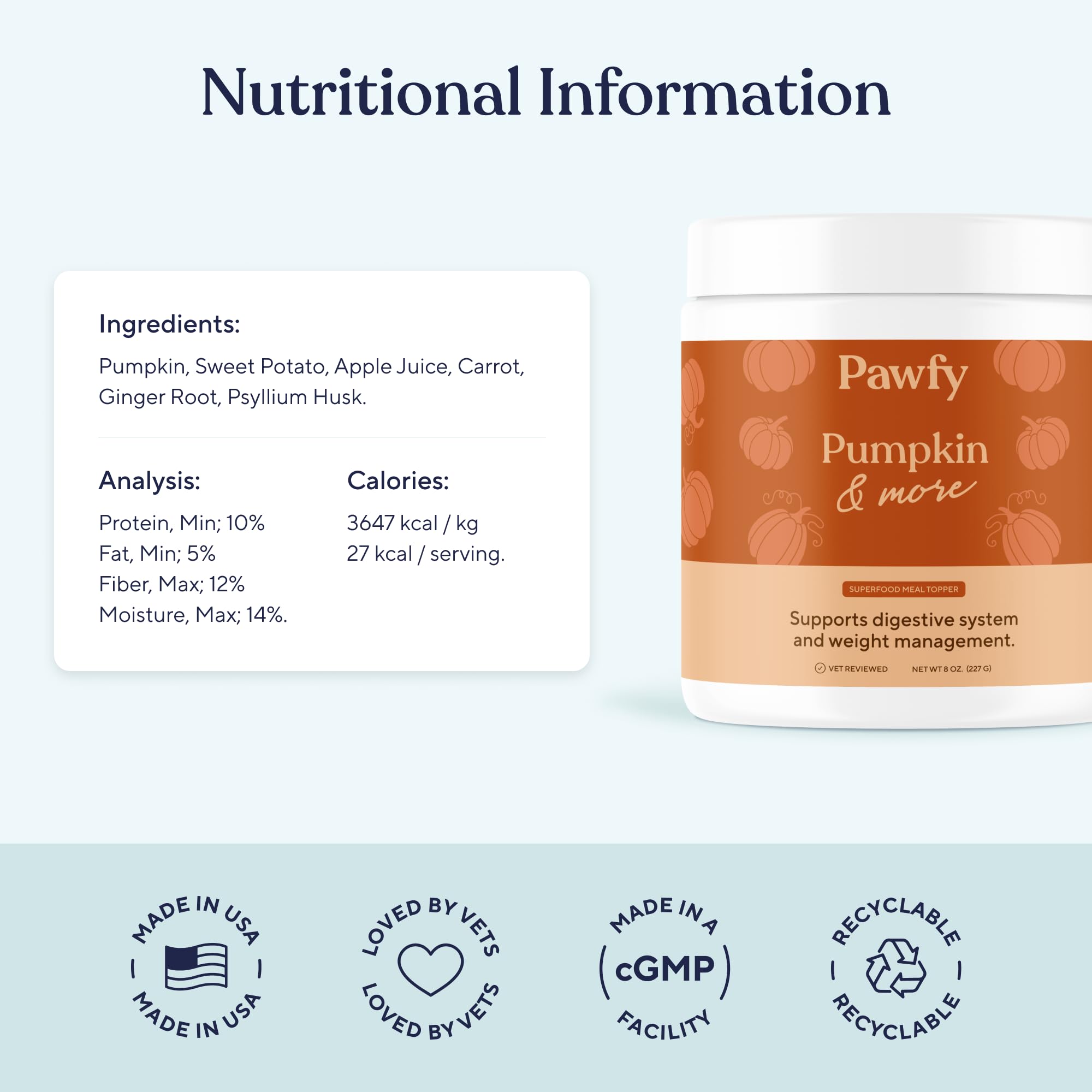 Close-up of Pawfy pumpkin powder showcasing fine texture and fiber.