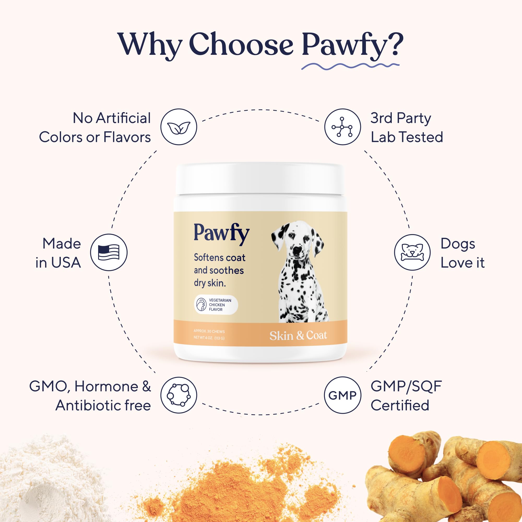 Pawfy Vet-approved formula pack communicates safety and trusted care