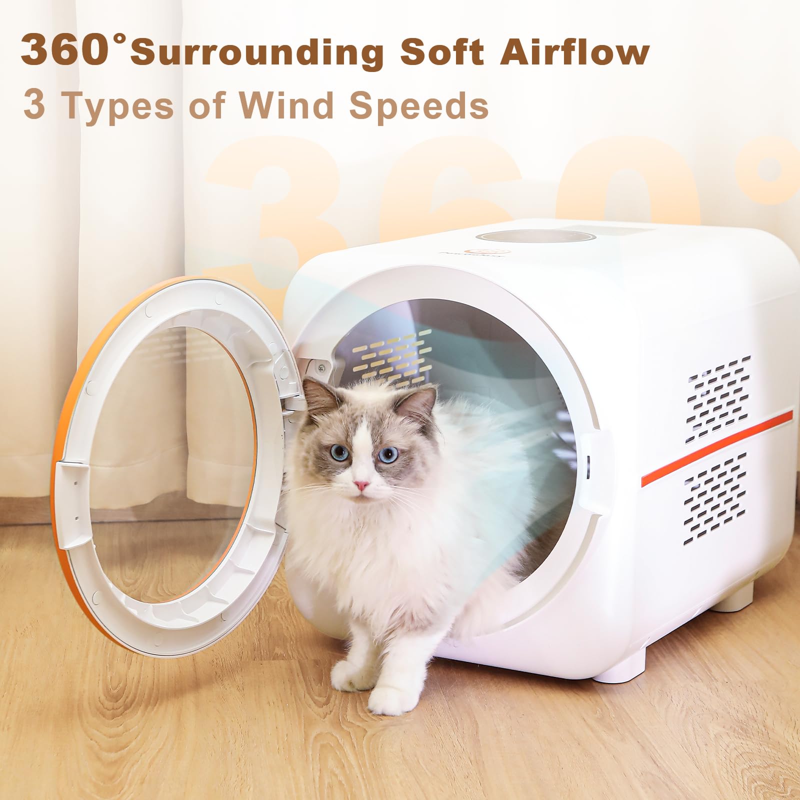 PawGalaxy Pet Dryer Box low-noise operation keeps pets calm