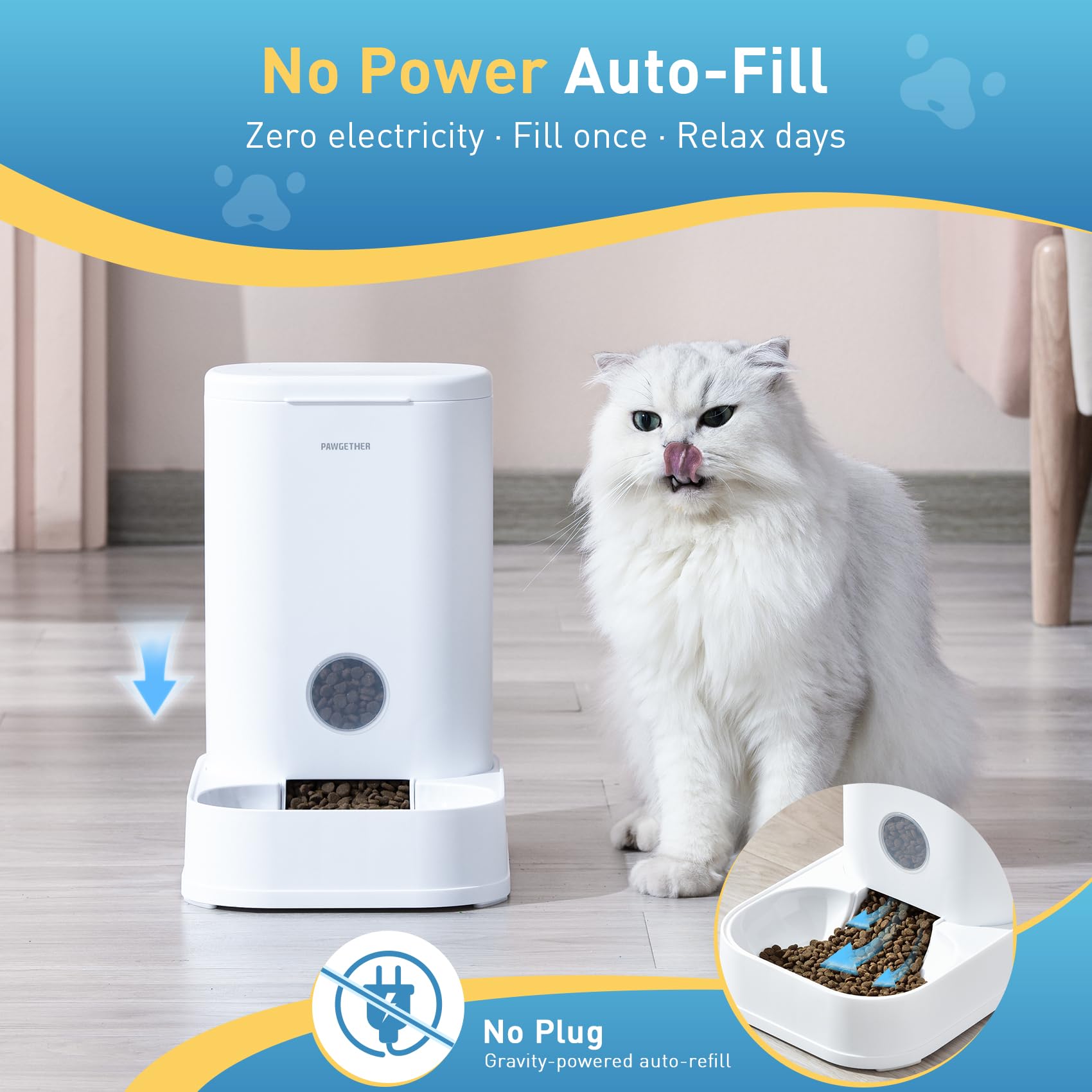 PAWGETHER Gravity Feeder 3.5L capacity for extended pet meals