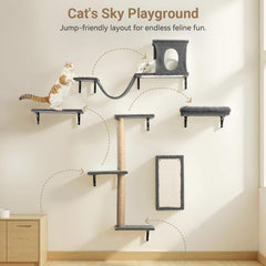 PawGiant cat wall shelves bed-nest features plush lounging surface for warm, restful naps.