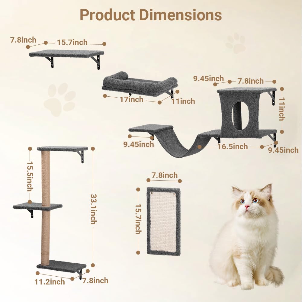 PawGiant cat wall shelves perches offer elevated lounging spaces for curious cats.