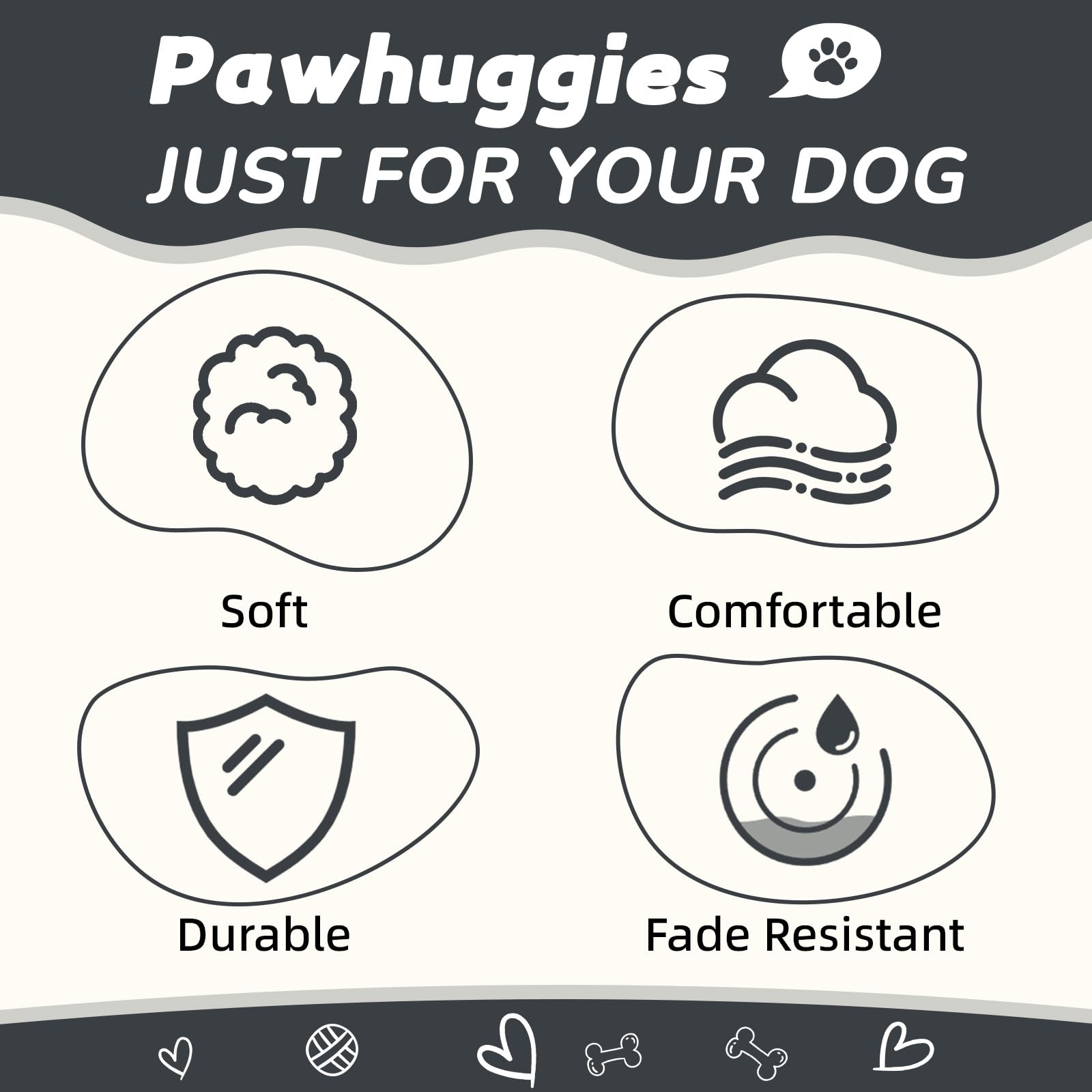 PawHuggies odor- and fade-resistant collar close-up for lasting softness