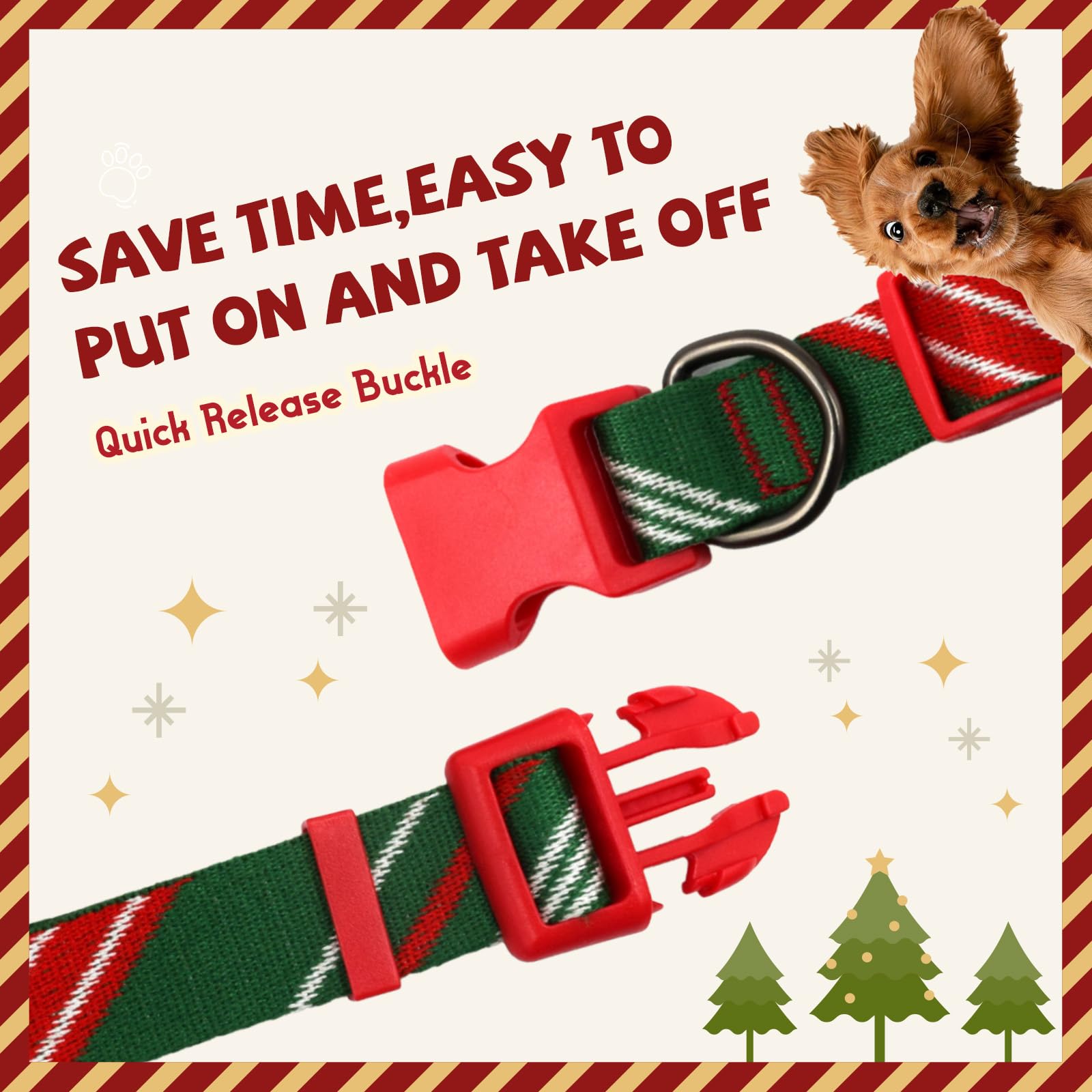 PawHuggies quick-release buckle close-up, easy adjustments for secure fit.