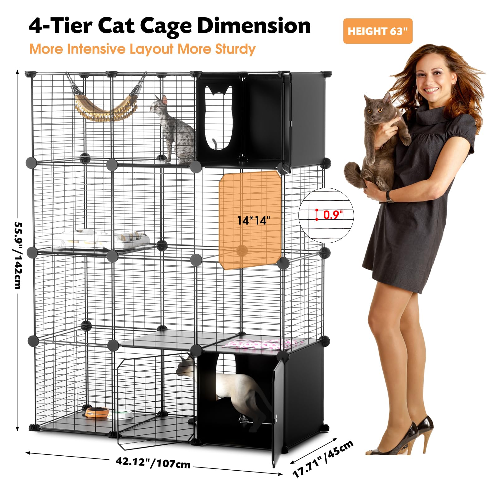 PAWING cat enclosure customizable layout encourages creative spaces for rest, play, and fresh air.
